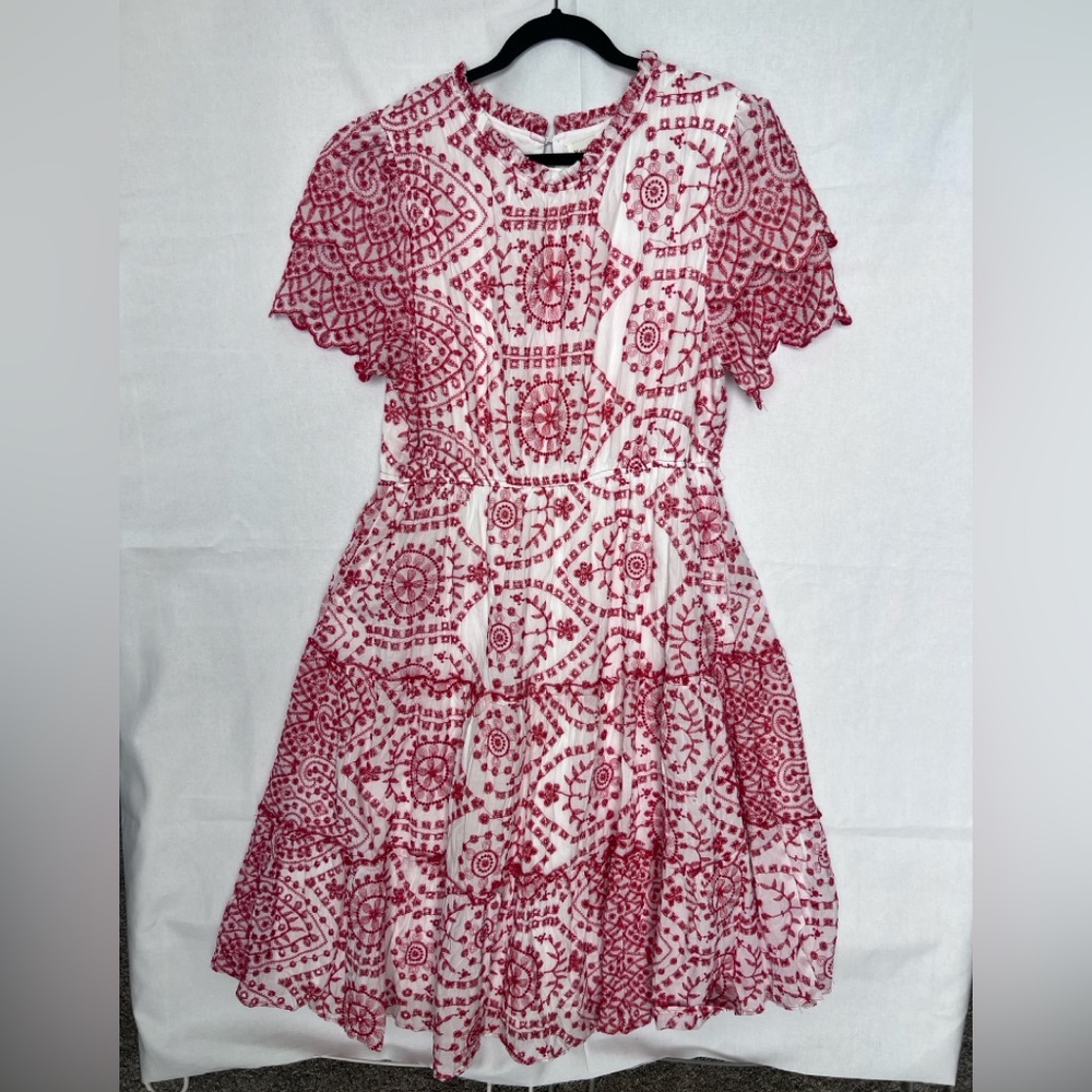 Hayden Red and White Embroidered Women’s  Dress NWT 2X